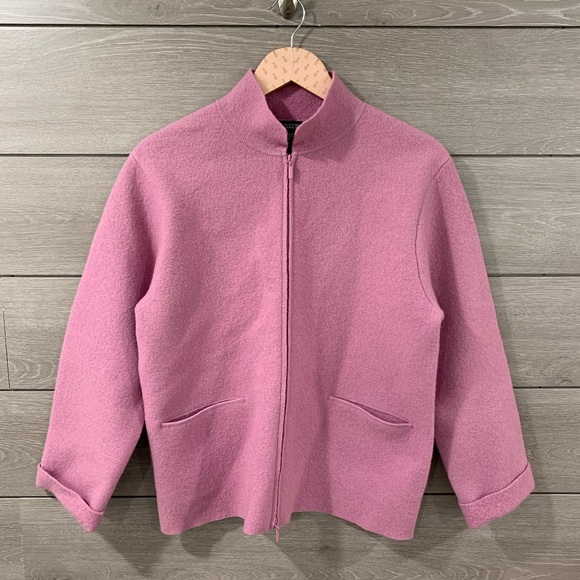 eileen fisher boiled wool zip jacket